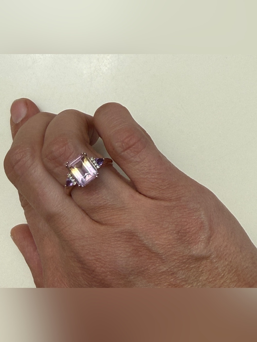 Vintage Ametrine & Multi Gemstone Ring Vermeil Rose Gold Over Sterling Silver - Picture 13 of 14